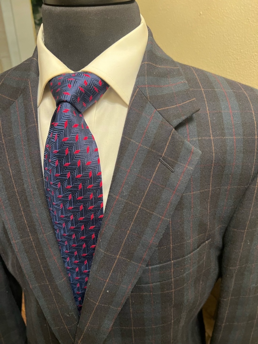 Jos A Bank Tartan Plaid Sport Coat Blazer Jacket Wool Blue’ Men 42R - Picture 2 of 14